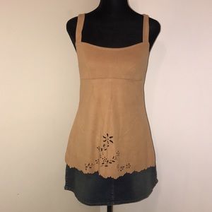 Faux Suede Camel Tank w/ Flower Cutouts